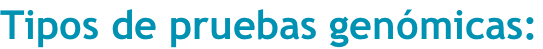 Tipos de pruebas genómicas: